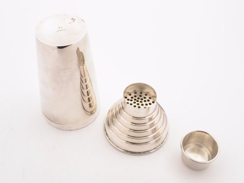 Art Deco Silver Plated Cocktail Shaker with Measure Circa 1930