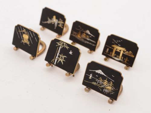 Set of 6 Japanese Komai-Style Menu Holders Circa 1920