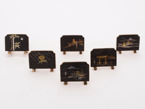 Set of 6 Japanese Komai-Style Menu Holders Circa 1920