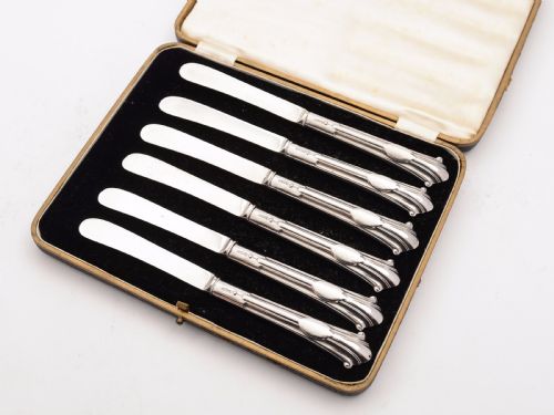 Set of 6 Silver Butter Knives in Onslow Pattern Sheffield 1914