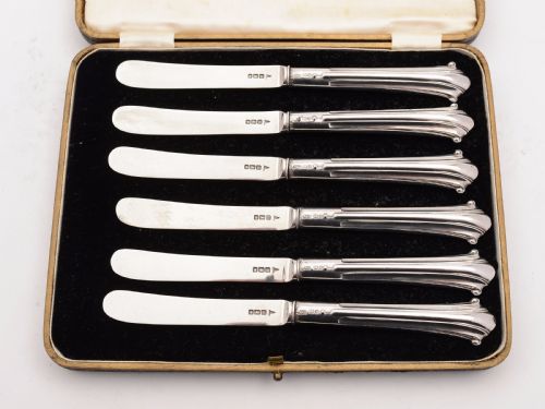 Set of 6 Silver Butter Knives in Onslow Pattern Sheffield 1914