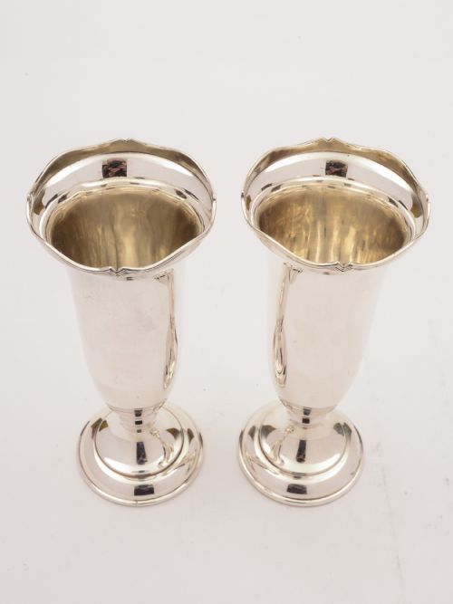 Pair of Art Deco Silver Vases Birmingham 1929