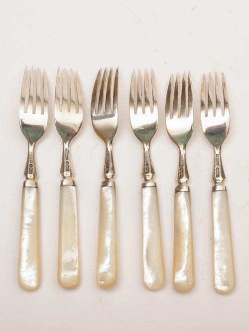 Cased Silver and Mother of Pearl Dessert Set Sheffield 1933