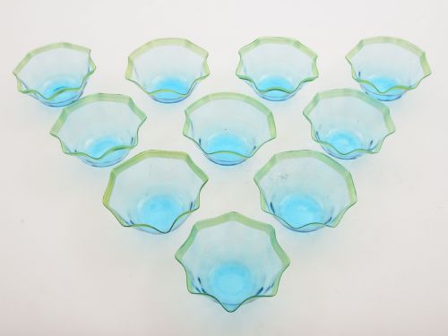 Set of 10 Finger Bowls with Dishes Circa 1900