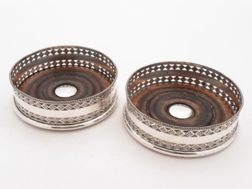 Pair of Edwardian Silver Plated Coasters Circa 1905