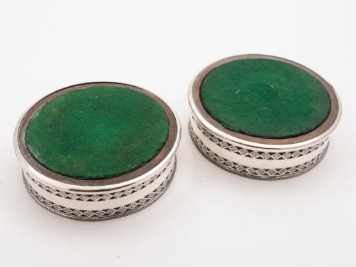 Pair of Edwardian Silver Plated Coasters Circa 1905