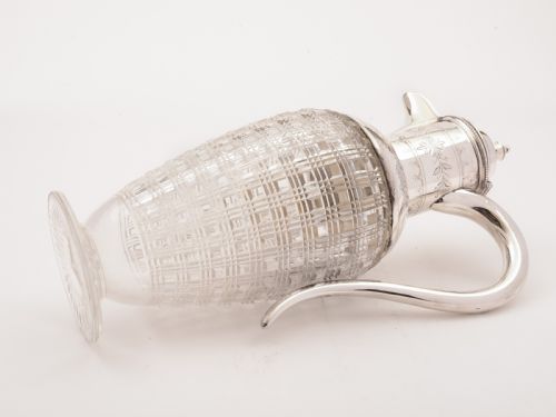 Victorian Cut Glass and Silver Plated Claret Jug Circa 1880