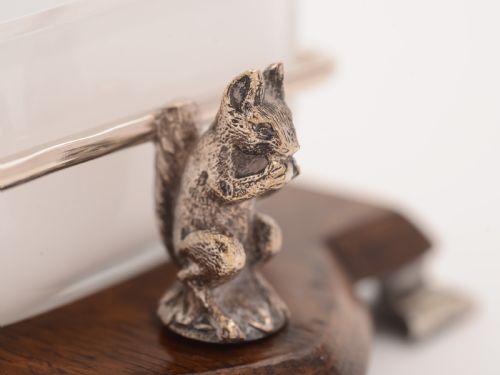 Victorian Oak and Silver Plated Nut Dish Circa 1890