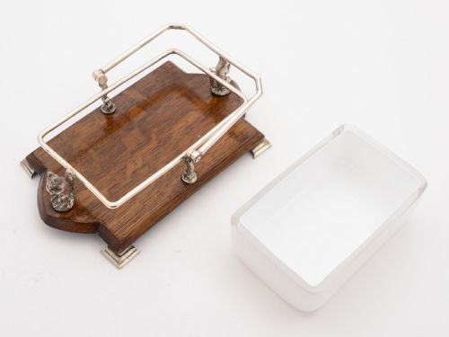 Victorian Oak and Silver Plated Nut Dish Circa 1890