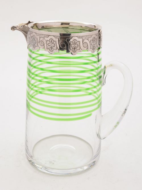 Victorian Glass and Silver Topped Jug London 1874