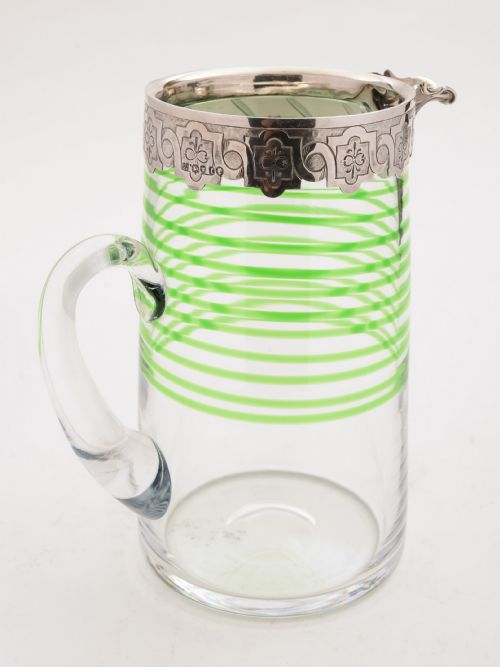 Victorian Glass and Silver Topped Jug London 1874