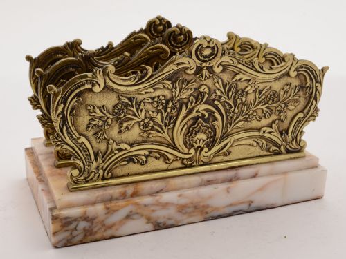 Art Deco Brass and Marble Letter Rack Circa 1930