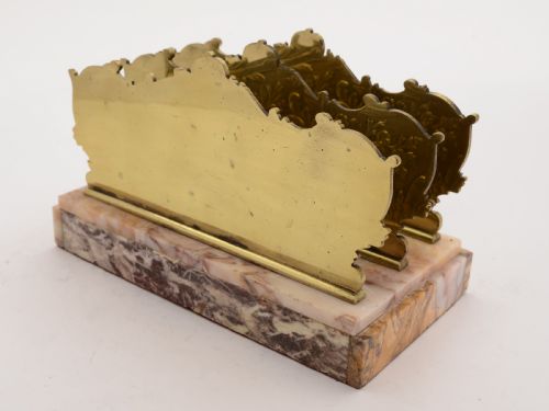 Art Deco Brass and Marble Letter Rack Circa 1930