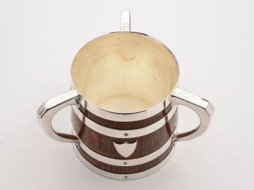 Victorian Oak and Silver Plated Tankard Circa 1890