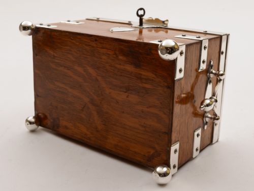 Victorian Oak and Silver Plated Tea Caddy Circa 1880