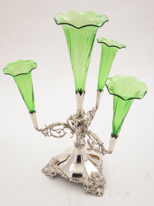 Silver Plated and Green Glass Eperne Circa 1905