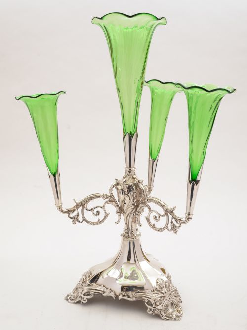 Silver Plated and Green Glass Eperne Circa 1905