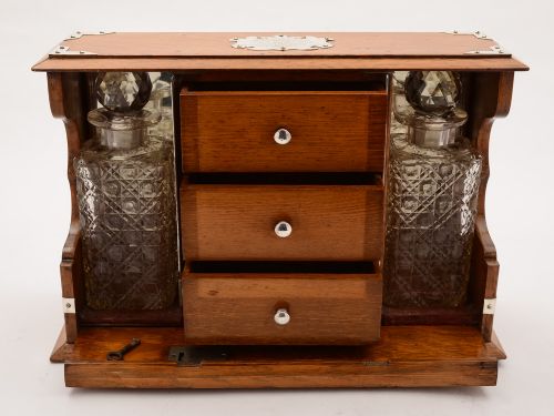 Edwardian Oak Tantalus Circa 1905