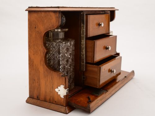 Edwardian Oak Tantalus Circa 1905