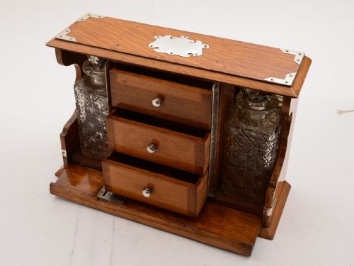 Edwardian Oak Tantalus Circa 1905