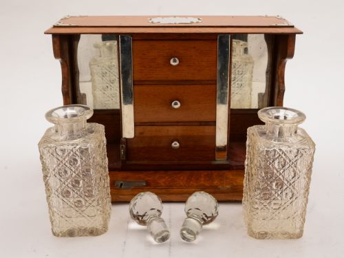 Edwardian Oak Tantalus Circa 1905