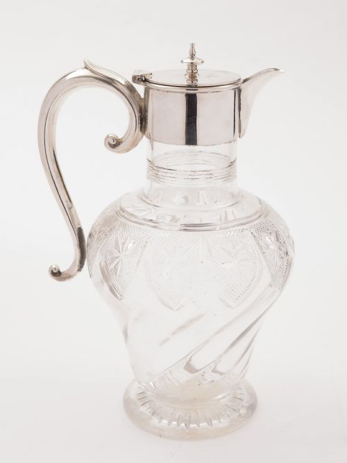 Victorian Glass and Silver Plated Claret Jug Circa 1890