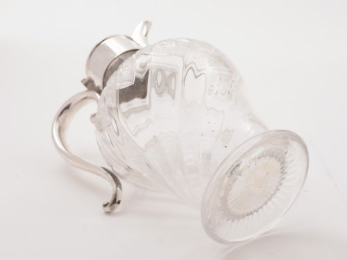 Victorian Glass and Silver Plated Claret Jug Circa 1890