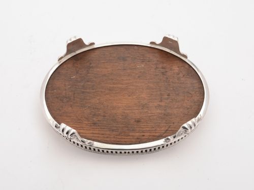 Small Oak and Silver Plated Card Gallery Tray Circa 1890