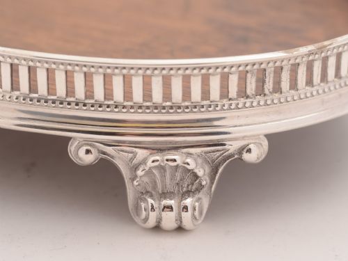 Small Oak and Silver Plated Card Gallery Tray Circa 1890