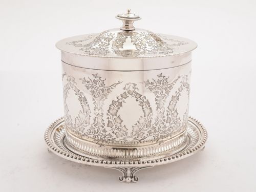 Victorian Oval Silver Plated Biscuit Box Circa 1890