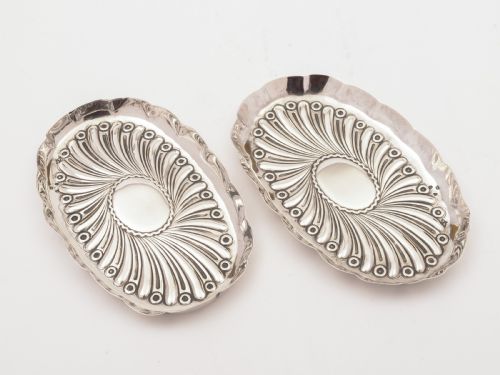 Pair of Small Victorian Silver Trays London 1890