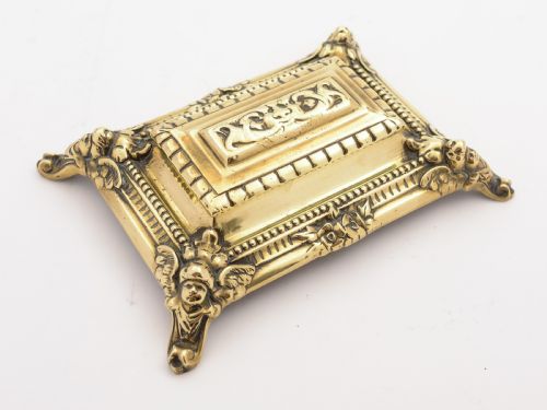 Victorian Brass Triple Stamp Box Circa 1890