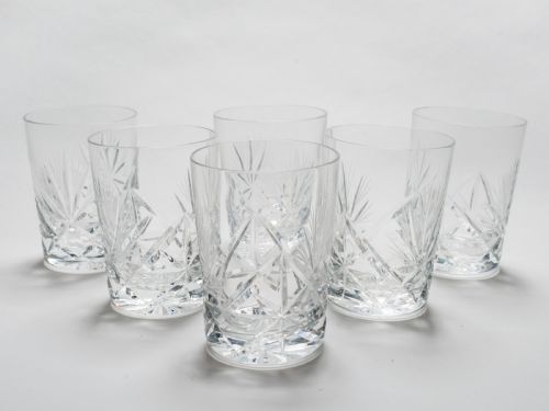 Set of 6 Cut Glass Whiskey Tumblers Circa 1920