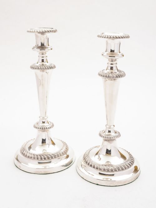 Pair of Tall Victorian Silver Plated Candlesticks Circa 1880