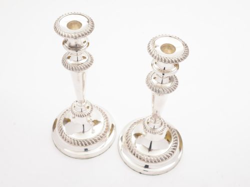 Pair of Tall Victorian Silver Plated Candlesticks Circa 1880