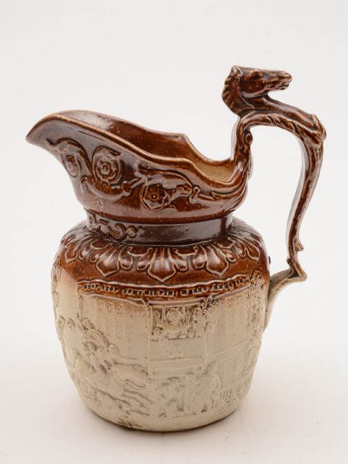 English Stoneware Salt Glaze Tavern Jug Circa 1880