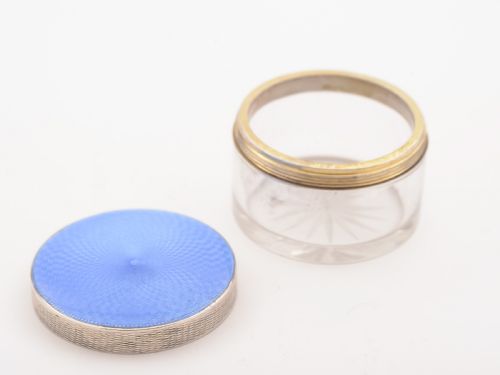 Art Deco Blue Guilloche Enamel-Topped Box Birmingham 1936