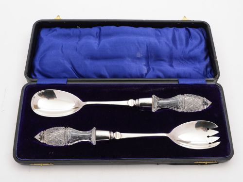 Cased Pair of Edwardian Salad Servers Circa 1905
