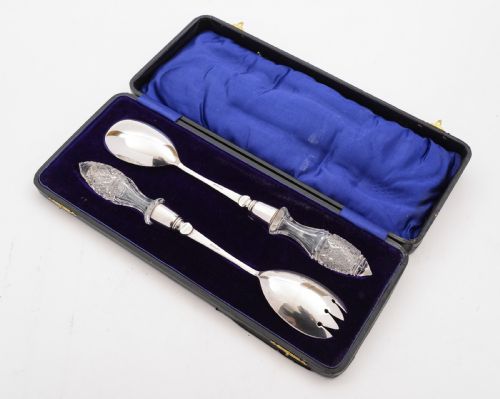 Cased Pair of Edwardian Salad Servers Circa 1905