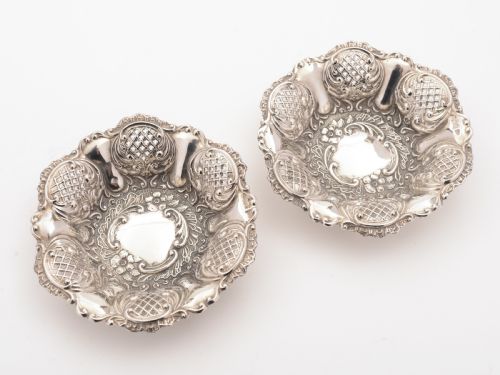 Pair of Edwardian Silver Bon Bon Dishes Sheffield 1902