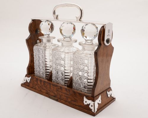 Victorian 3 Bottle Tantalus Circa 1880