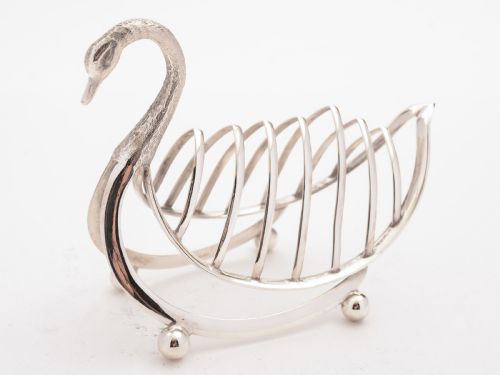Novelty Silver Plated Swan Toast Rack Circa 1890