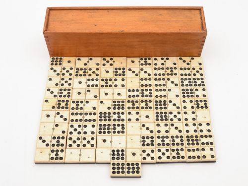 Boxed Set of Nines Dominoes Circa 1900 