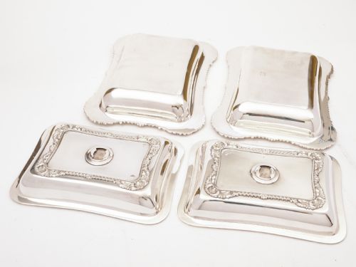 Pair of Edwardian Silver Plated Entree Dishes Circa 1905