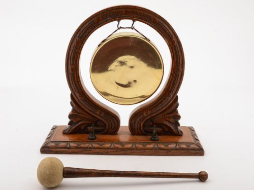 Edwardian Oak and Brass Dinner Gong Circa 1905