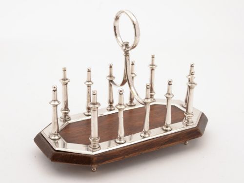 Victorian Oak and Silver Plated Toast Rack Circa 1890
