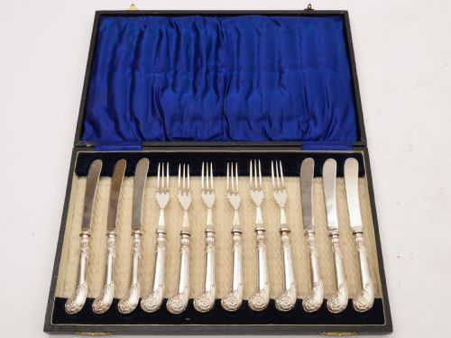 Cased Silver Handled Dessert Set Sheffield 1925