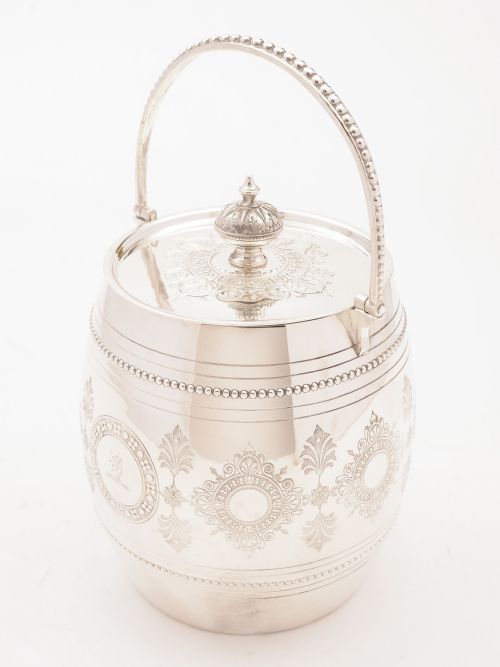 Victorian Silver Plated Biscuit Barrel Circa 1880