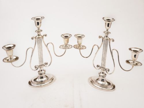 Pair of Georgian Sheffield Plated Candelabras