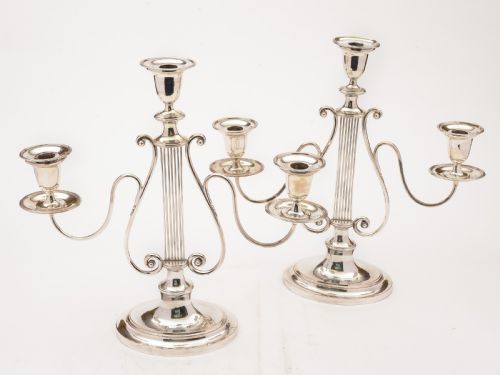 Pair of Georgian Sheffield Plated Candelabras